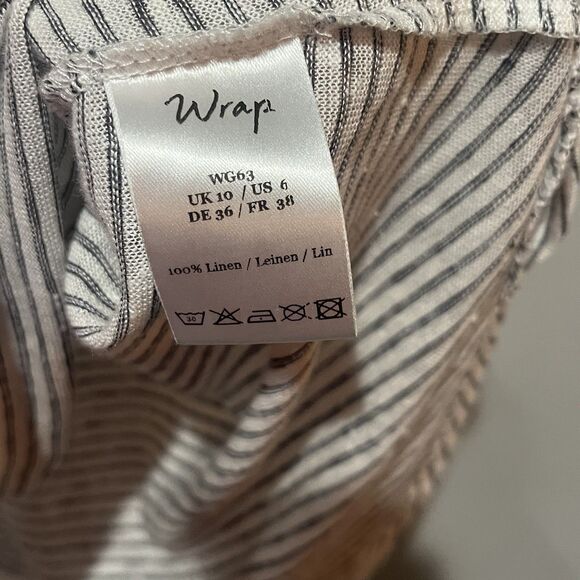Wrap London Linen Tank Top Women’s US 6 UK 10 Blue White Striped Nautical Resort - Picture 5 of 7